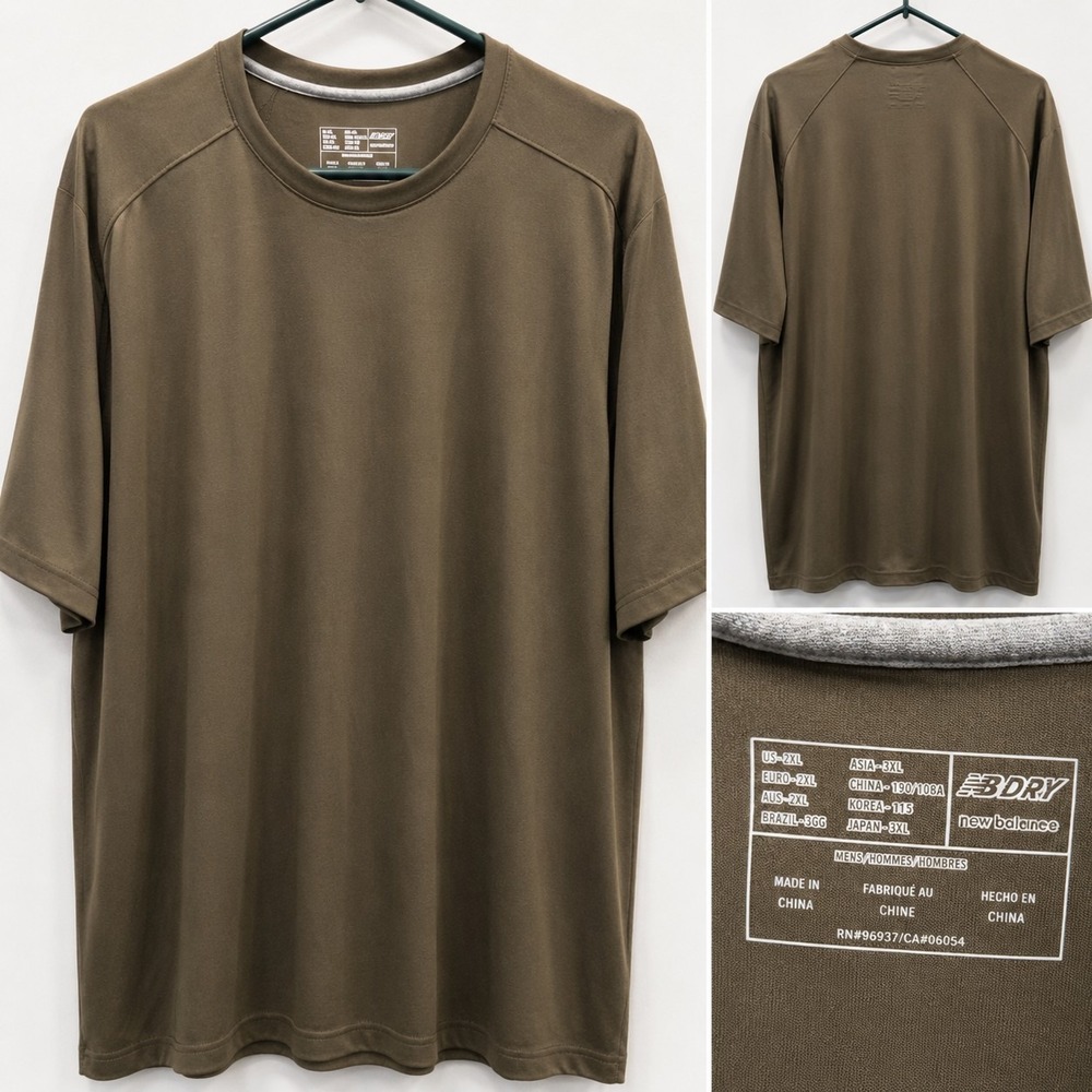 New Balance NB Dry Performance T-Shirt Men's 2XL Brown Moisture Wicking Tee